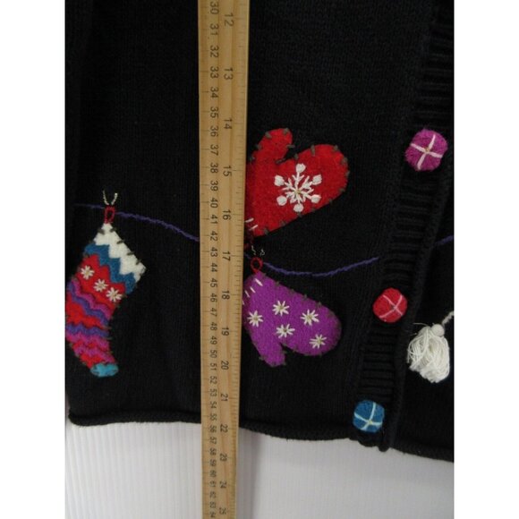 VINTAGE Rebecca Stone Sweater Small Cardigan Art Cottage Cooking 90s - Picture 6 of 11